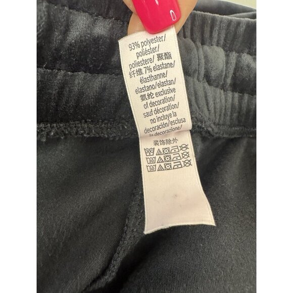 Victorias Secret Velour Track Pants XL Black Glam Rhinestone Y2K Wide Leg Lounge - Picture 10 of 11